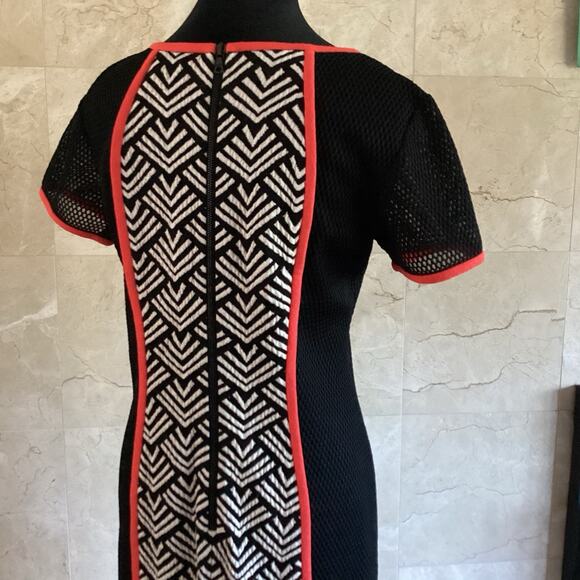 Yoana Baraschi Runway Dress 6 Black White Geometric Mesh Panel Colorblock Fall - Picture 7 of 11